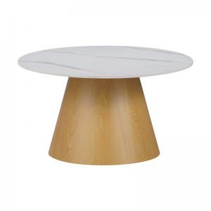 Τραπέζι σαλονιού Soleire Inart λευκό μαρμάρου sintered stone Φ70x40εκ