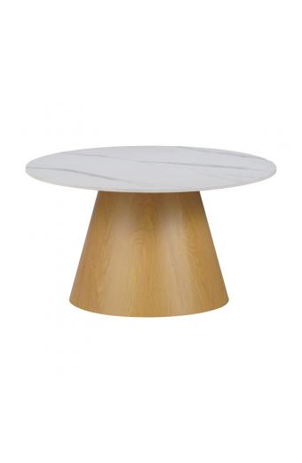 Τραπέζι σαλονιού Soleire Inart λευκό μαρμάρου sintered stone Φ70x40εκ