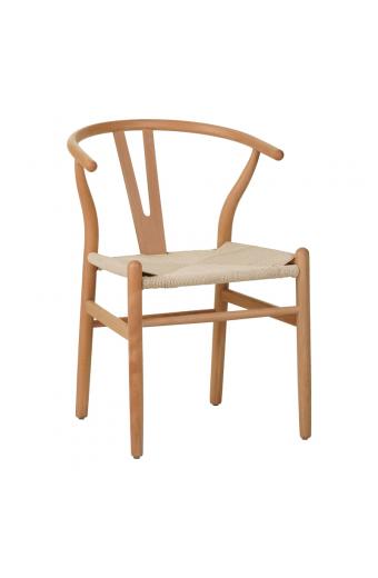 Καρέκλα Wishbone pakoworld rubberwood-σχοινί σε φυσική απόχρωση 60x51x80εκ