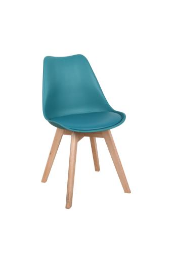 Καρέκλα Gaston pakoworld PP-PU μπλε απόχρωση- φυσικό πόδι 44x52x78εκ