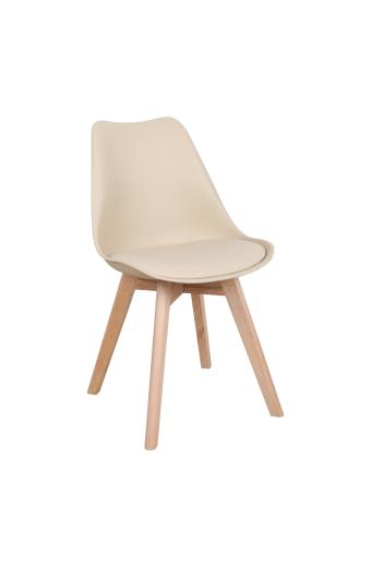 Καρέκλα Gaston pakoworld PP-PU taupe απόχρωση- φυσικό πόδι 44x52x78εκ