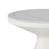 Βοηθητικό τραπέζι Coozlin Inart sintered stone σε απόχρωση λευκό μαρμάρου με λευκό μέταλλο Φ50x50εκ