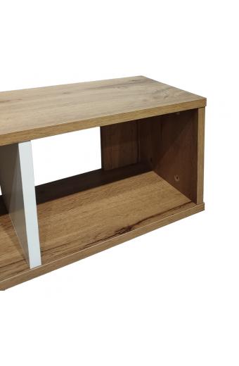 Ραφιέρα τοίχου Flevior pakoworld σε sonoma με λευκή απόχρωση 90x22x25.6εκ