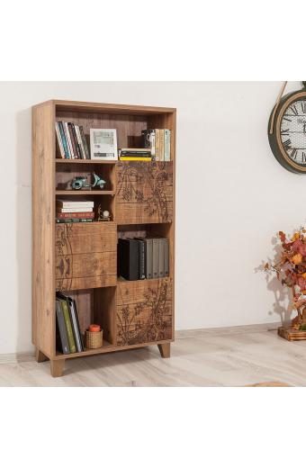 Βιβλιοθήκη PWF-0181-7 σε χρώμα πεύκου 80x36x155εκ