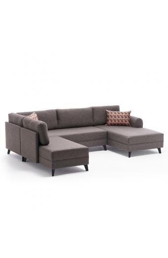 Πολυμορφικός καναπές κρεβάτι PWF-0534 pakoworld ύφασμα καφέ 300x202x78εκ