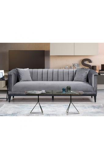 Καναπές 3θέσιος PWF-0541 pakoworld βελούδο ανθρακί 255x89x79εκ