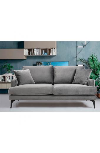 Καναπές 2θέσιοςFortune pakoworld βελούδο ανθρακί-μαύρο 175x90x88εκ