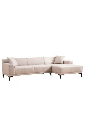 Γωνιακός καναπές PWF-0566 pakoworld αριστερή γωνία ύφασμα λευκό 250x145x69εκ