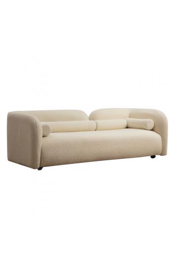 Καναπές 3θέσιος Tranquil pakoworld ύφασμα μπουκλέ κρεμ 228x90x74εκ