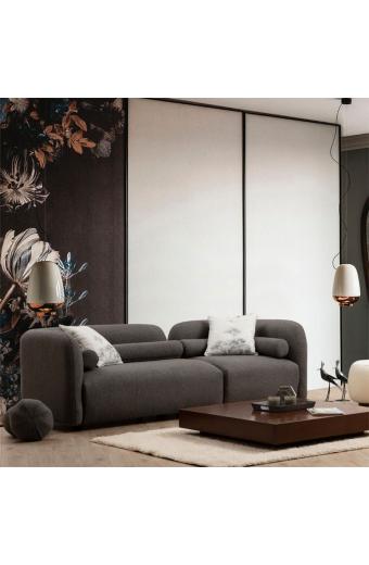 Καναπές 3θέσιος Tranquil pakoworld ύφασμα μπουκλέ γκρι 228x90x74εκ