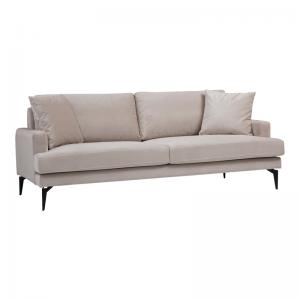 Καναπές 2θέσιος Fortune pakoworld βελούδο μπεζ-μαύρο 175x90x88εκ