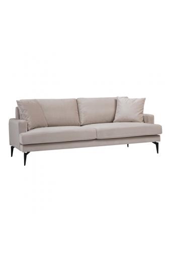 Καναπές 2θέσιος Fortune pakoworld βελούδο μπεζ-μαύρο 175x90x88εκ