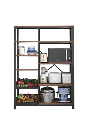 Ραφιέρα επιδαπέδια Leena pakoworld μέταλλο dark oak-μαύρο 80x30x142εκ
