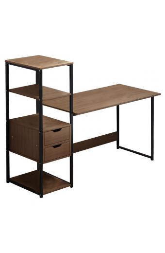 Γραφείο Zayn ΙΙ pakoworld με ραφιέρα-MDF καρυδί-μαύρο 107x40x110εκ