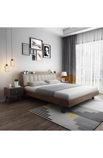 Κρεβάτι Frankly pakoworld oak-λευκό pu 150x200εκ