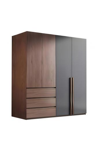 Ντουλάπα Sonlen pakoworld σε καρυδί-ανθρακί απόχρωση 160x52x195εκ
