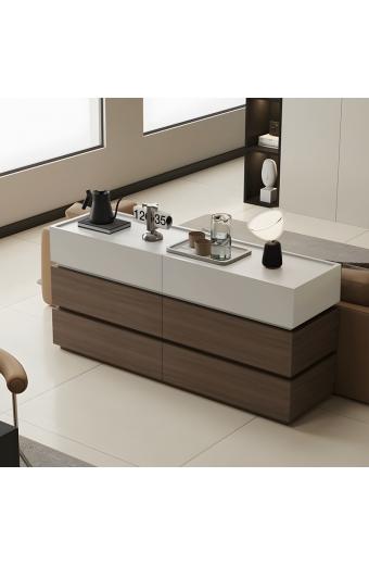 Συρταριέρα Sonlen pakoworld mdf σε καρυδί-μπεζ απόχρωση 120x40x72εκ