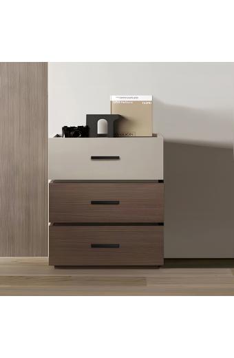 Κομοδίνο Sonlen pakoworld mdf σε καρυδί-μπεζ απόχρωση 60x40x66εκ
