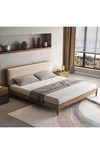 Κρεβάτι Akva  pakoworld διπλό mdf σε φυσική απόχρωση 150x200εκ