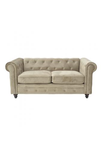 Kαναπές διθέσιος Incredible pakoworld τύπου Chesterfield βελούδο μπεζ 160x84x67εκ
