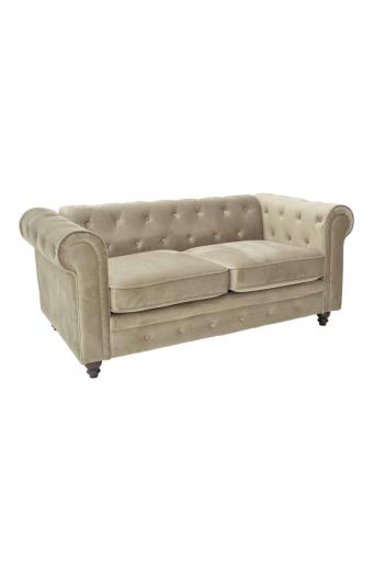 Kαναπές διθέσιος Incredible pakoworld τύπου Chesterfield βελούδο μπεζ 160x84x67εκ