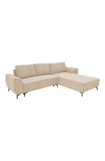 Kαναπές κρεβάτι τριθέσιος αναστρέψιμος Settee pakoworld ύφασμα με αποθηκευτικό χώρο σε μπεζ απόχρωση 286x204x93εκ