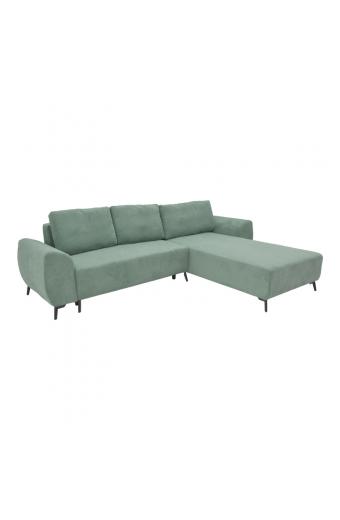 Kαναπές κρεβάτι τριθέσιος αναστρέψιμος Settee pakoworld ύφασμα με αποθηκευτικό χώρο σε μέντα απόχρωση 286x204x93εκ