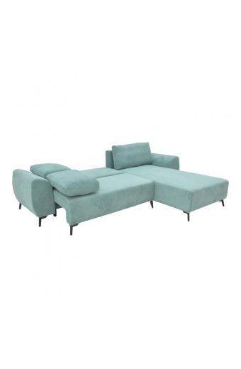 Kαναπές κρεβάτι τριθέσιος αναστρέψιμος Settee pakoworld ύφασμα με αποθηκευτικό χώρο σε μέντα απόχρωση 286x204x93εκ