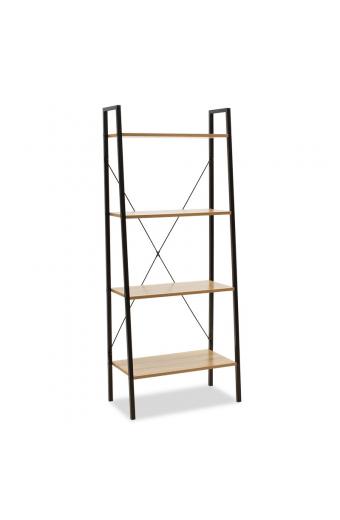 Βιβλιοθήκη- Ραφιέρα Ramon pakoworld φυσικό-μαύρο 60x23x145,5εκ