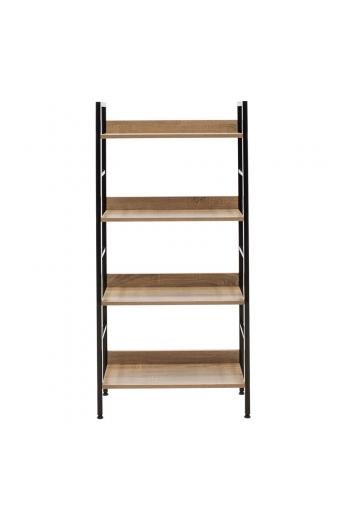 Βιβλιοθήκη- Ραφιέρα Ramon pakoworld φυσικό-μαύρο 60x28x125,5εκ