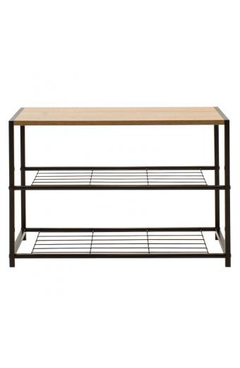 Παπουτσοθήκη Ramon pakoworld 6 ζευγών φυσικό-μαύρο 63x30x43εκ