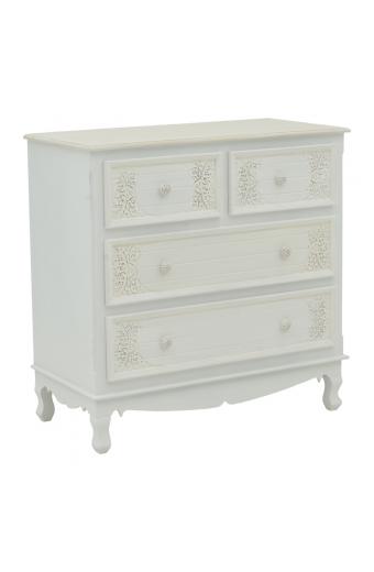 Συρταριέρα Pazlen Inart mdf σε λευκή αντικέ απόχρωση 80x40x80εκ