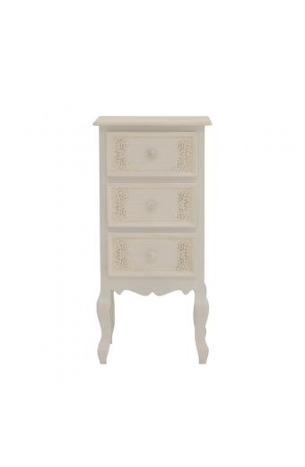 Κομοδίνο Pazlen Inart mdf σε λευκή αντικέ απόχρωση 40x34.5x82εκ