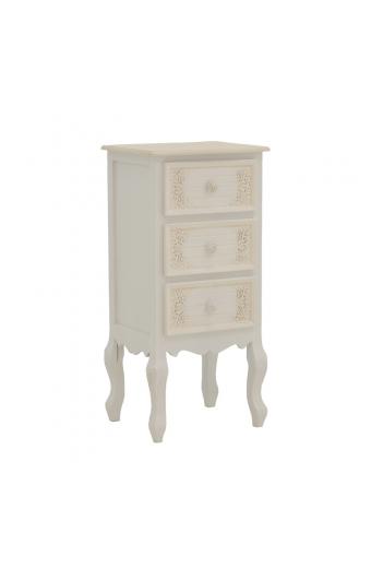 Κομοδίνο Pazlen Inart mdf σε λευκή αντικέ απόχρωση 40x34.5x82εκ