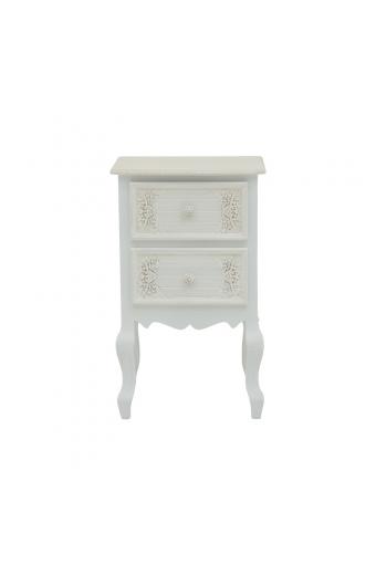 Κομοδίνο Pazlen Inart mdf σε λευκή αντικέ απόχρωση 40x45x65εκ