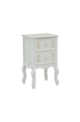 Κομοδίνο Pazlen Inart mdf σε λευκή αντικέ απόχρωση 40x45x65εκ