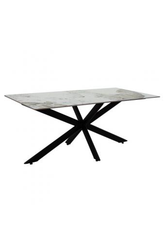 Τραπέζι Bethan pakoworld sintered stone λευκό μαρμάρου-μαύρο 180x90x75εκ
