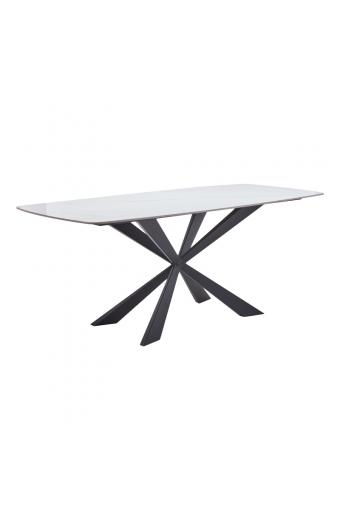 Τραπέζι Viano pakoworld sintered stone ανοιχτό γκρι-μαύρο 180x85x76εκ