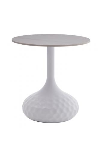 Βοηθητικό τραπέζι Fabron Inart λευκό sintered stone Φ50x52εκ