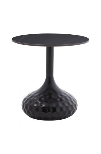 Βοηθητικό τραπέζι Fabron Inart μαύρο sintered stone Φ50x52εκ