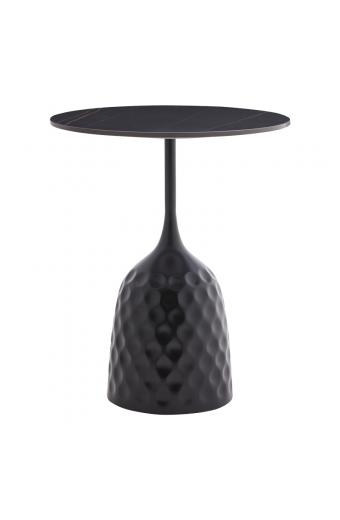 Βοηθητικό τραπέζι Kousien Inart μαύρο sintered stone Φ50x60εκ