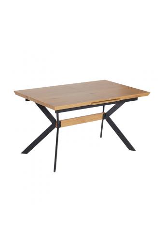 Τραπέζι Jessamy pakoworld επεκτεινόμενο MDF 43mm σε φυσική απόχρωση και πόδι μεταλλικό μαύρο 160/200x90x76εκ