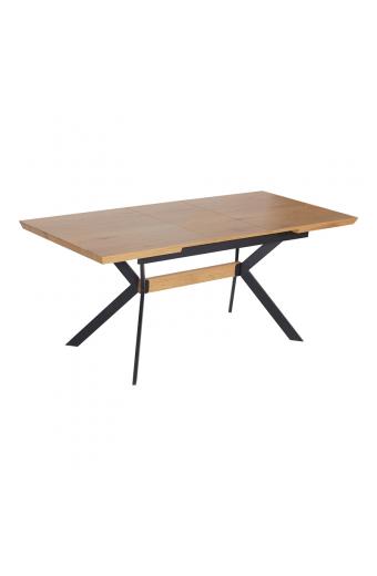 Τραπέζι Jessamy pakoworld επεκτεινόμενο MDF 43mm σε φυσική απόχρωση και πόδι μεταλλικό μαύρο 160/200x90x76εκ