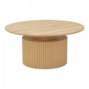 Τραπέζι σαλονιού Opols pakoworld mdf σε  φυσική απόχρωση Φ90x42εκ
