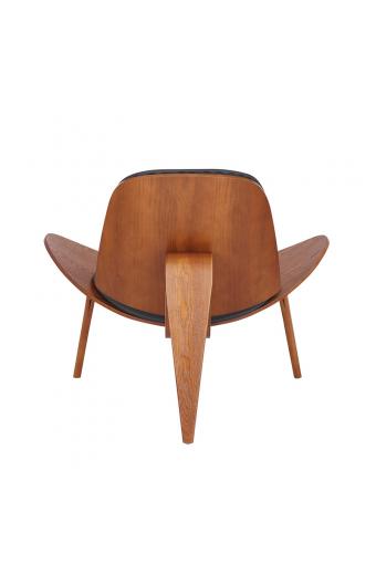 Πολυθρόνα Vilma pakoworld PU μαύρο- plywood καρυδί 90x73x75εκ