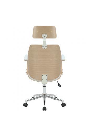 Καρέκλα γραφείου διευθυντή Fern pakoworld PU λευκό-plywood φυσικό