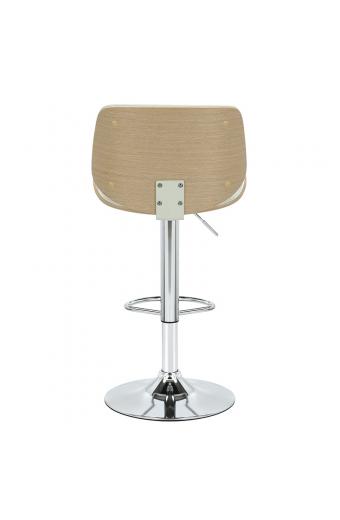 Σκαμπό μπαρ Fern pakoworld πτυσσόμενο PU λευκό plywood φυσικό-μέταλλο χρωμίου 48x50x88/108εκ