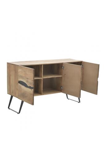 Μπουφές Imena pakoworld μασίφ ξύλο 4εκ φυσικό-μαύρο 148x43.5x86εκ