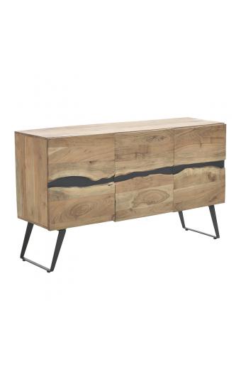 Μπουφές Imena pakoworld μασίφ ξύλο 4εκ φυσικό-μαύρο 148x43.5x86εκ