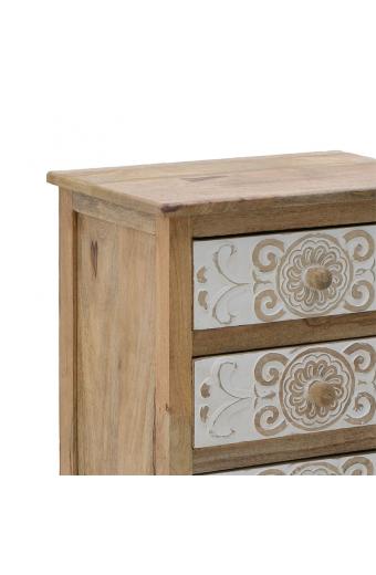 Συρταριέρα Inart 3-50-245-0017 ξύλο φυσικό-λευκό 50x32x61εκ
